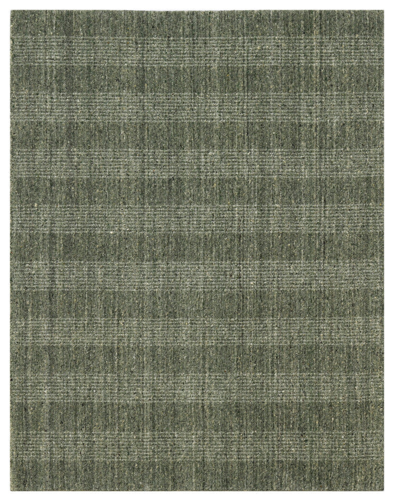 Bence Transitional Hand-Woven Wool Blend Area Rug, Green, 10'x14'