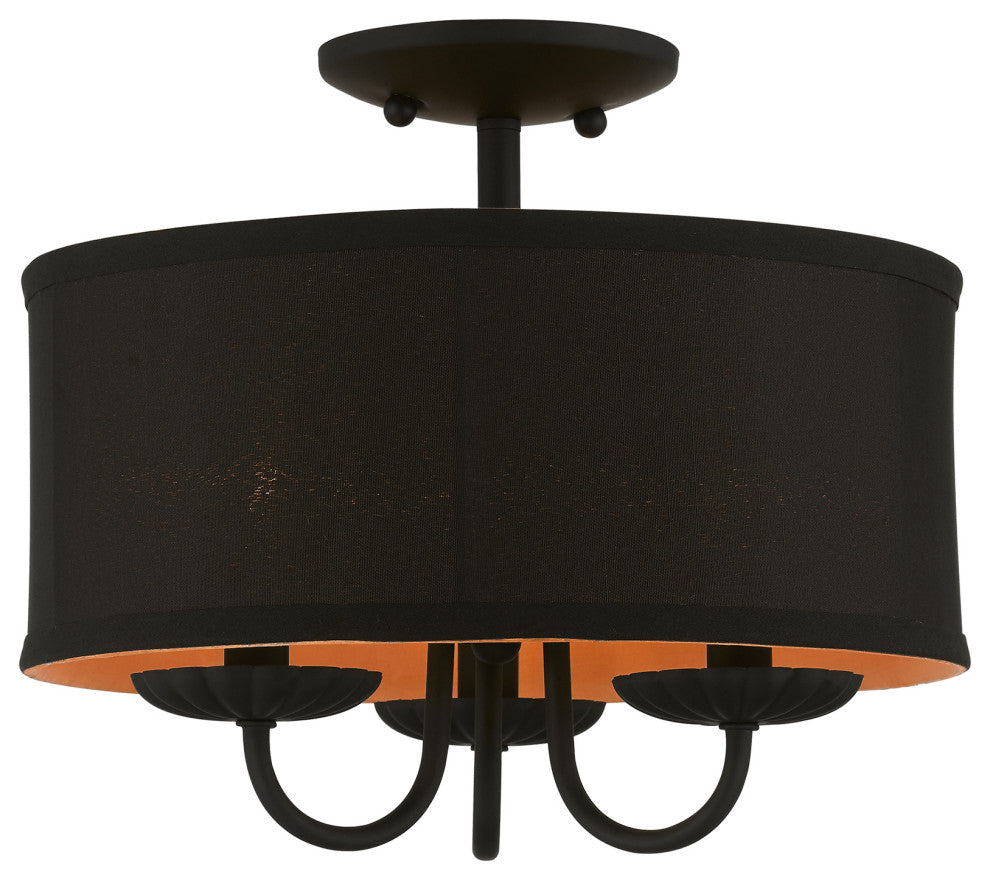 Livex Lighting 3 Light Black Semi-Flush Mount