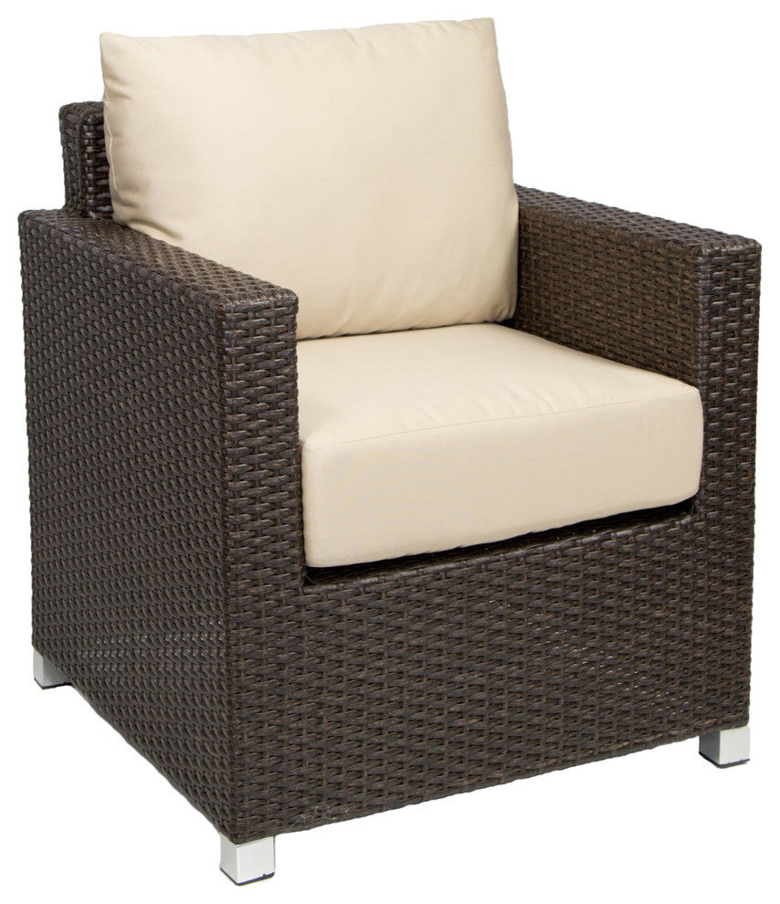 Venice Club Chair With Sunbrella Cushions, Espresso Brown, Canvas Spa