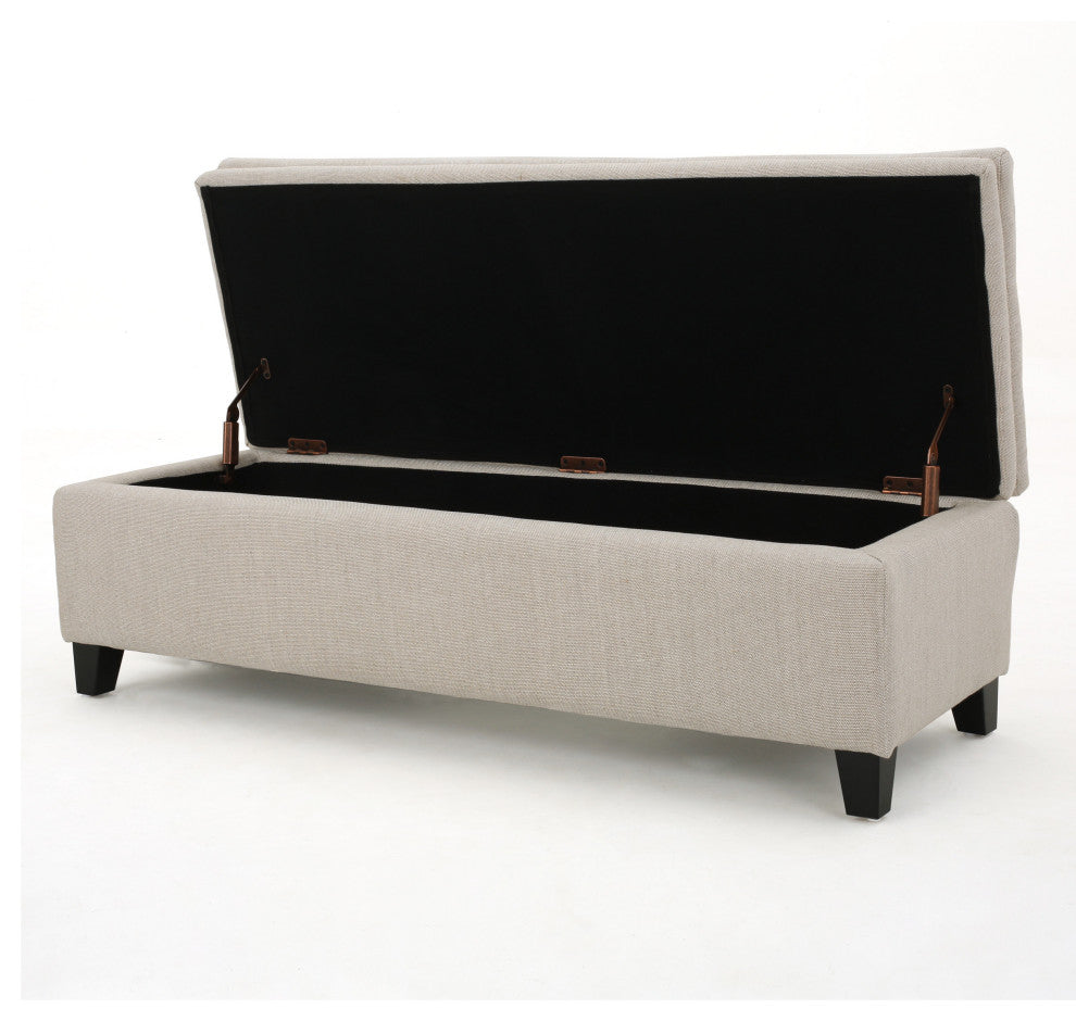 GDF Studio Brighton Contemporary Tufted Linen Storage Ottoman Bench