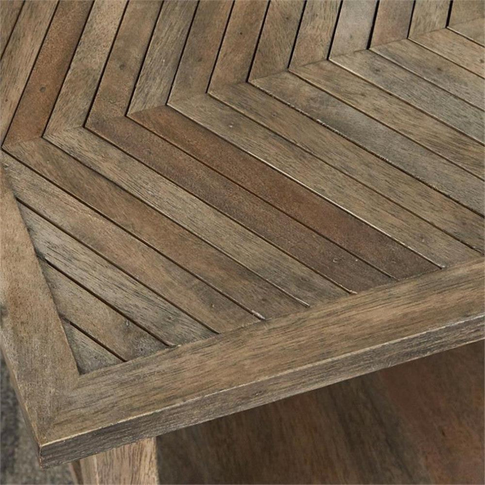 Home Square Wood Chairside End Table in Natural - Set of 2