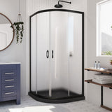 Prime 38x74 3/4 Frosted Glass Sliding Shower Enclosure Satin Black, Black