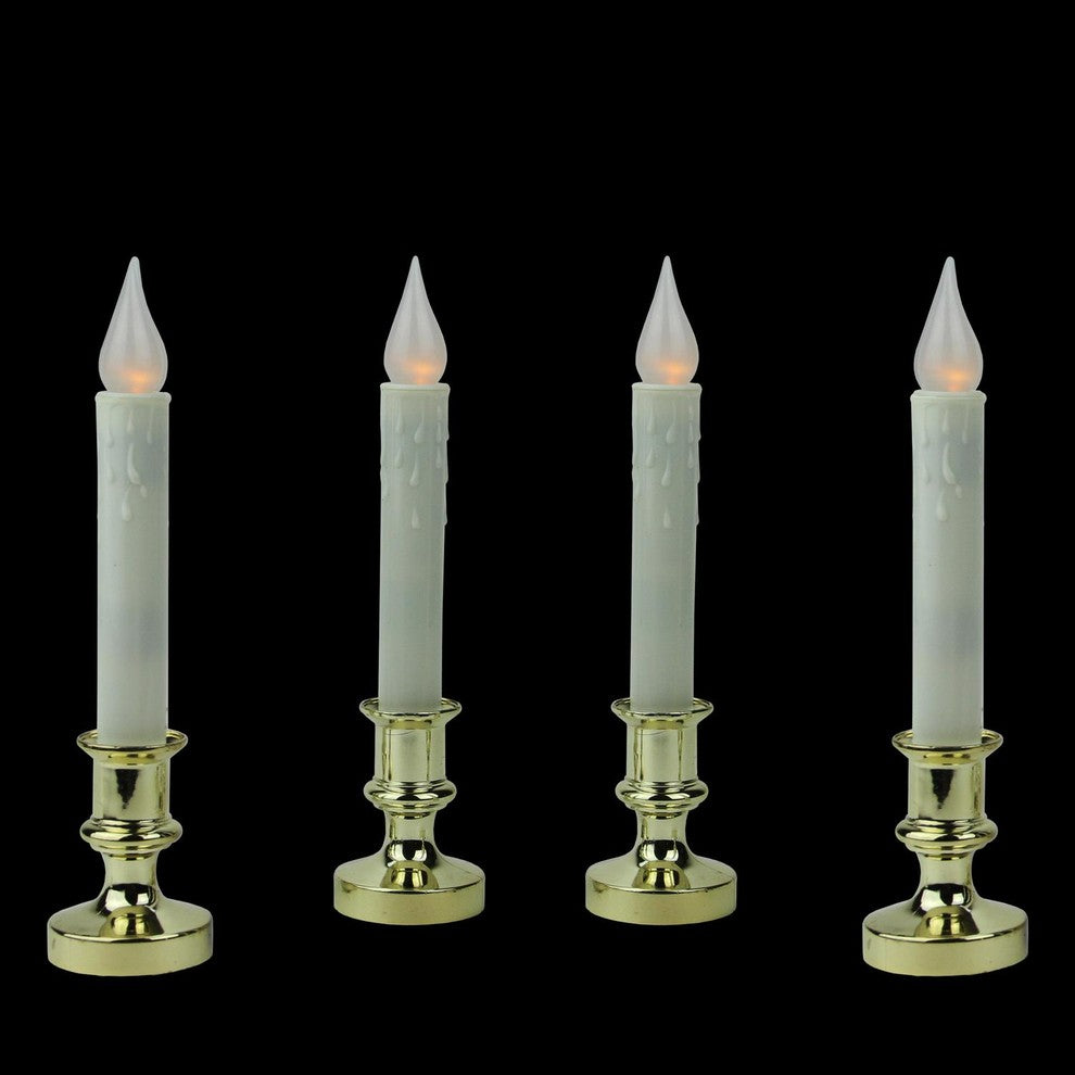 Pack of 4 Battery Operated LED Flickering Window Candle Lamp with Timer, 8.5"