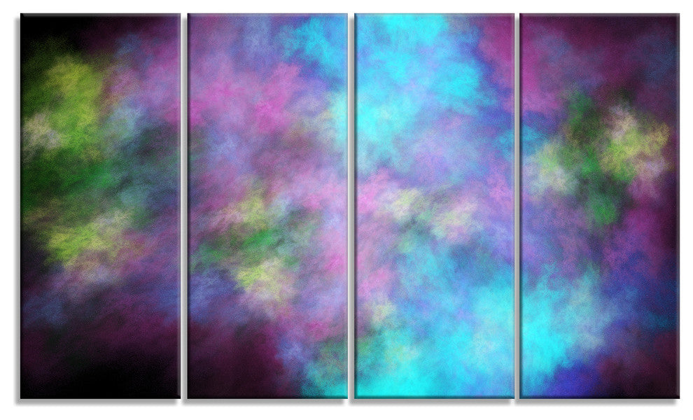 Perfect Blue Purple Starry Sky, Abstract Canvas Art Print, 48"x28", 4 Panels