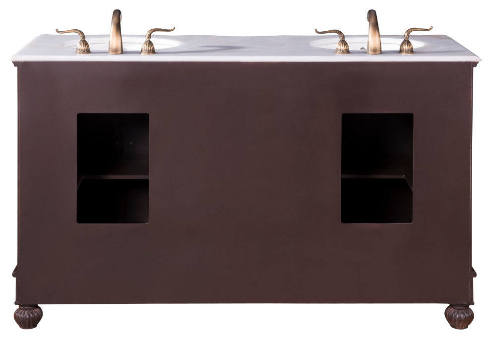 60" Double Bathroom Vanity, Teak