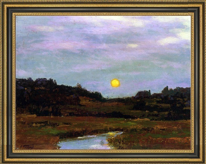 George Inness Harvest Moon Framed Premium Canvas Print, 18"x24"