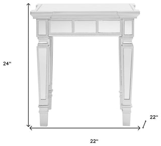 24" Silver Glass Square End Table