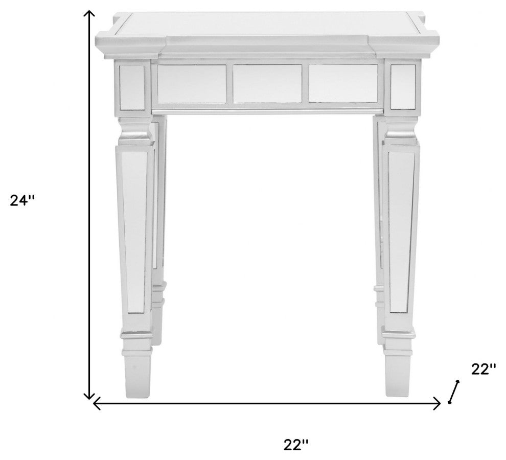 24" Silver Glass Square End Table