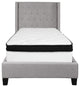 Twin Size Tufted Platform Bed in Light Gray Fabric with Memory Foam Mattress