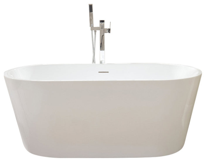 Freestanding Acrylic Bathtub, White/Integrated Overflow, 59"