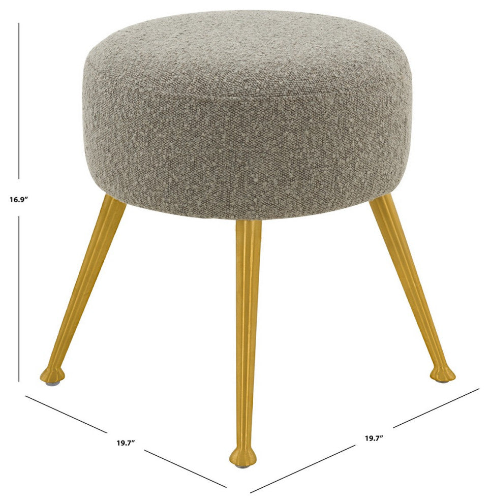 Safavieh Couture Anna Ottoman, Light Grey/Gold