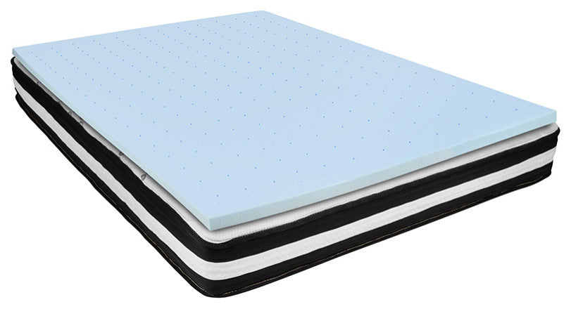 10" CertiPUR, Pocket Spring Mattress, 2" Gel Memory Foam Topper Bundle, Queen