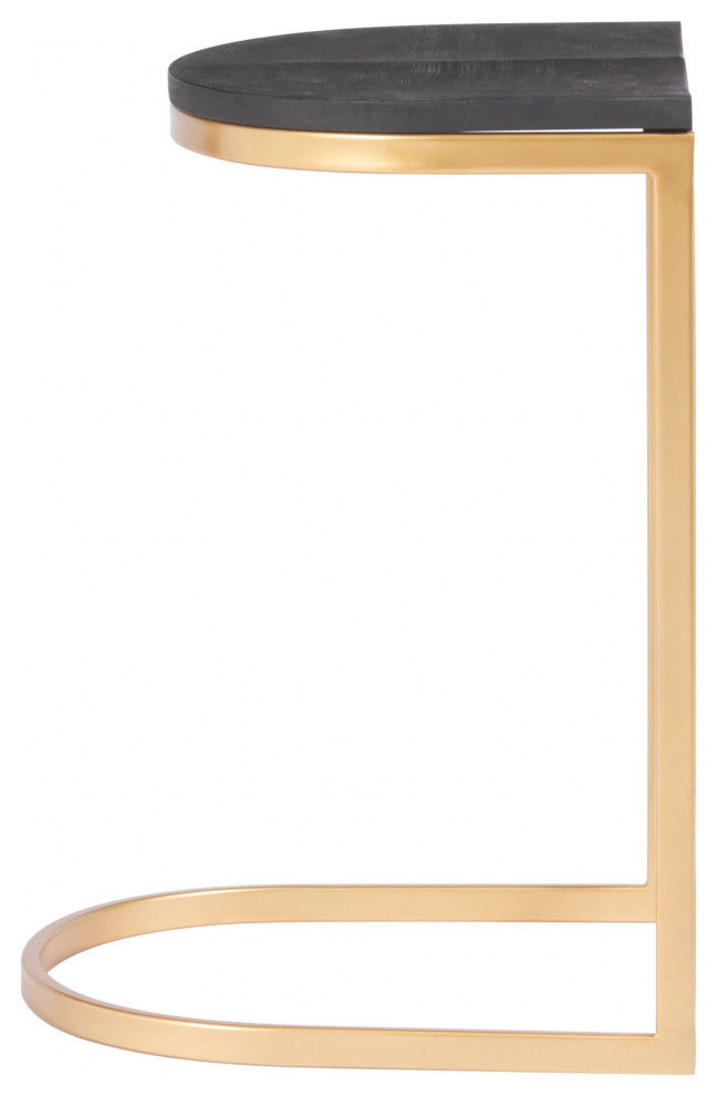 Set of Two Gold and Black Counter Stools