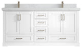 Boston 72 Double Sink Bath Vanity in White 2" Empira Quartz