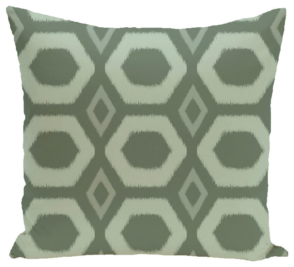 Hugs And Kisses Geometric Print Pillow, Dusty Miller, 18"x18"