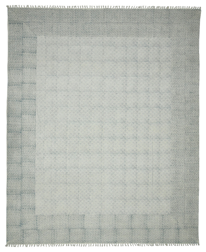 DUNE Estra Area Rug, Blue, 8'6" x 12', Bordered