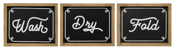 HomeRoots Wash Dry Fold Rustic Laundry Wall Art 3pc Set