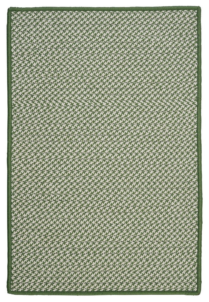Outdoor Houndstooth Tweed OT68 Leaf Green Indoor/Outdoor Area, Rectangular 2'x3'