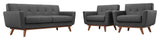 Modern Gray Engage Armchairs and Loveseat, 3-Piece Set