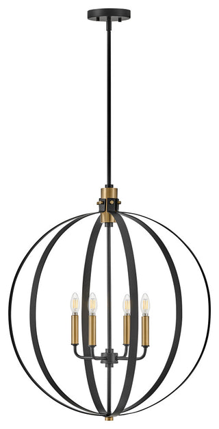 Lark Cirque 24" Medium Orb Chandelier, Black + Lacquered Brass