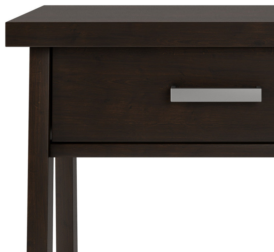 Sawhorse Solid Wood 24" Bedside Nightstand Table, Dark Chestnut Brown