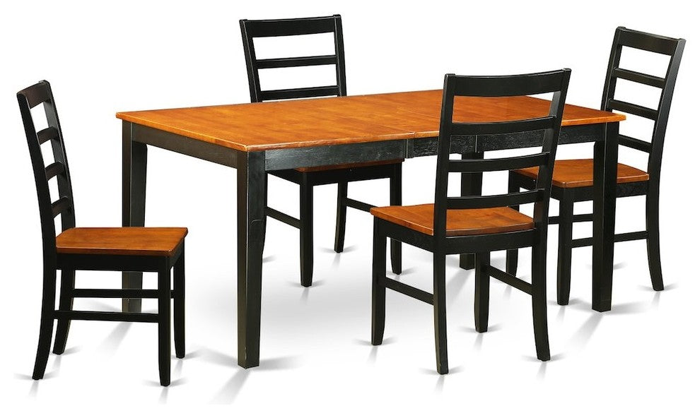 5-Piece Dining Room Set for Table With Leaf and 4 Wood Kitchen Chairs