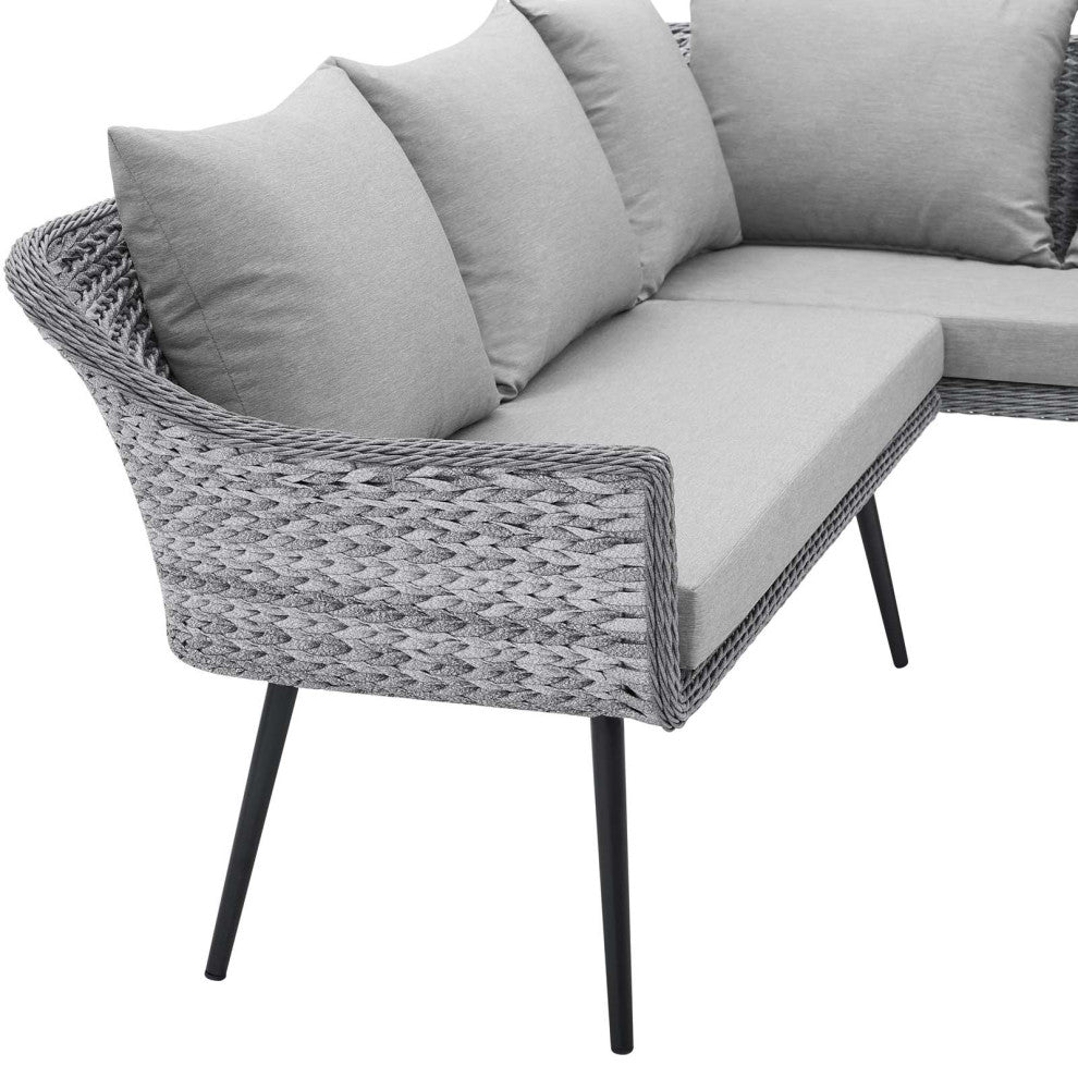 Endeavor Outdoor Patio Wicker Rattan Sectional Sofa Gray Gray
