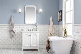 30" Wide Pure White Single Sink Quartz Carrara Bathroom Vanity