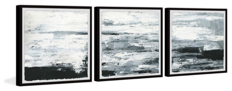 Black and White Smudges Triptych, 96"x32"
