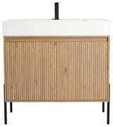 Fine Fixtures Crownpoint Bathroom Vanity, Bright Oak, 36", White