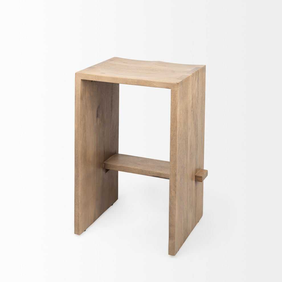 Aida Light Brown Solid Wood Counter Stool