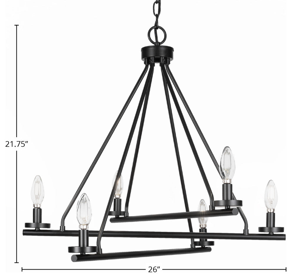 Trinity 6 Light Chandelier Shown, Matte Black Finish