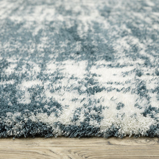 Greer Modern Distressed Etchings Dark Teal/ Ivory Area Rug, 2'3" x 7'6"