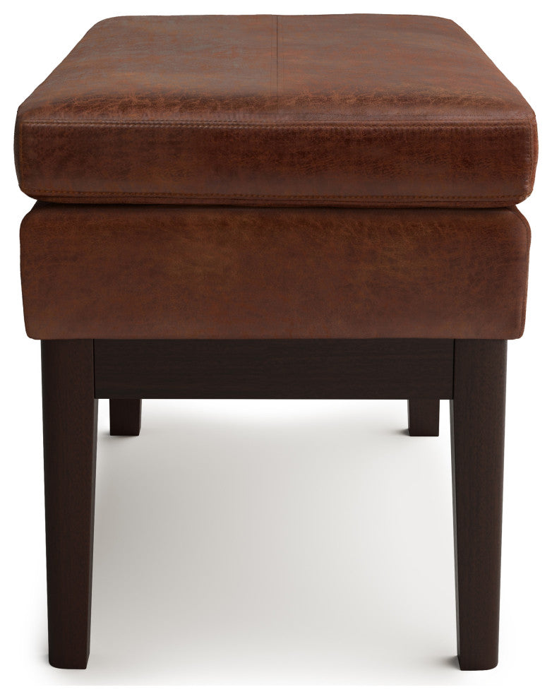 Carlson Small Ottoman Bench, Distressed Saddle Brown