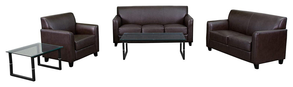 HERCULES Diplomat Series Reception Set with Clean Line Stitched Frame, Brown