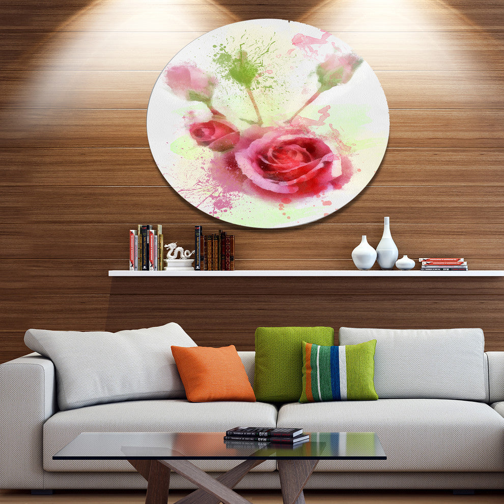 Bloomy And Budding Red Roses, Flower Round Wall Art, 11"