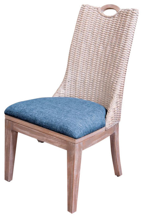 Belize Dining Chair In Rustic Driftwood, Daphnie Blue