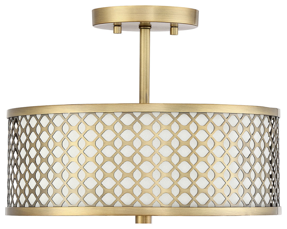 2-Light Semi-Flush Mount, Natural Brass