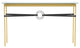 Equus Console Table, Modern Brass Finish - Black Accents - Black Leather Strap