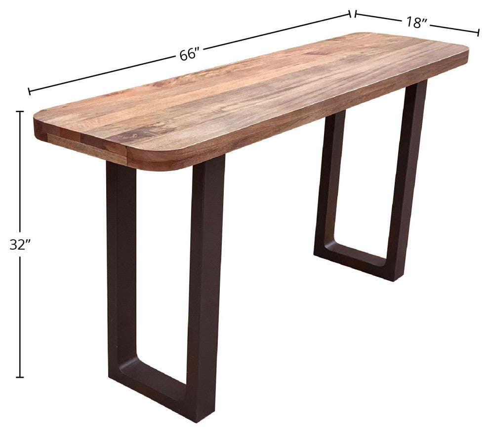 Curvet Mango Wood & Steel Sled Base Console Table