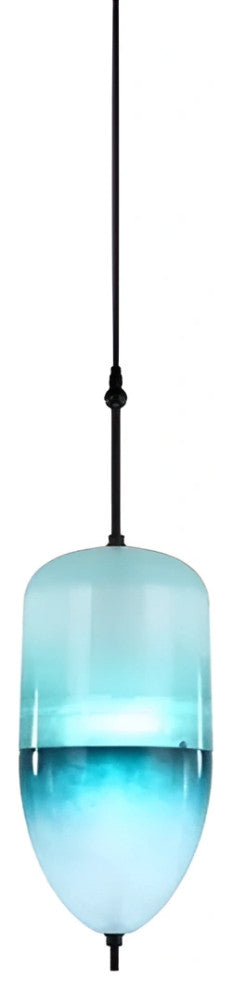 Blue/White Drop-shaped Glass LED Hanging Lamp for Kitchen Island, Blue, D