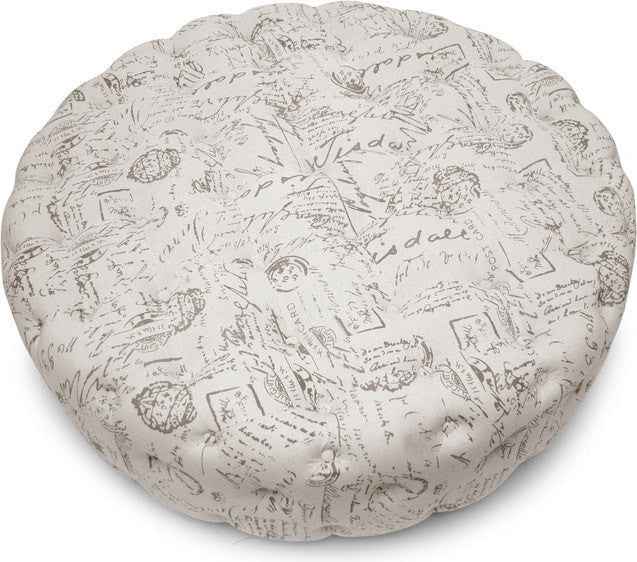 Baxton Studio Cardiff Beige Script Print Modern Tufted Ottoman
