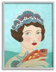 Woman And Fish Blue Animal Painting, 11"x14"