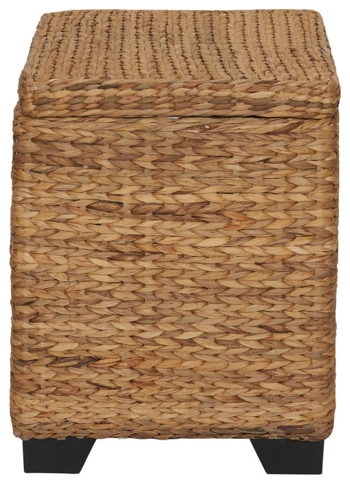 Large Curved Wicker Storage Chest, Liner, Water Hyacinth