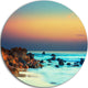 Sunset Over Blue Sky, Seascape Photography Disc Metal Artwork, 23"