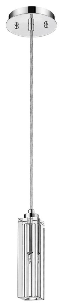 Solo 1-Light Polished Chrome Pendant With Square 4-Sided Cut Crystal Shade