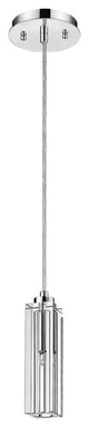 Solo 1-Light Polished Chrome Pendant With Square 4-Sided Cut Crystal Shade