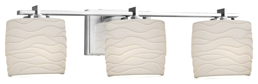 Limoges Era 3-Light Bath Bar, Oval, Chrome, Waves, LED