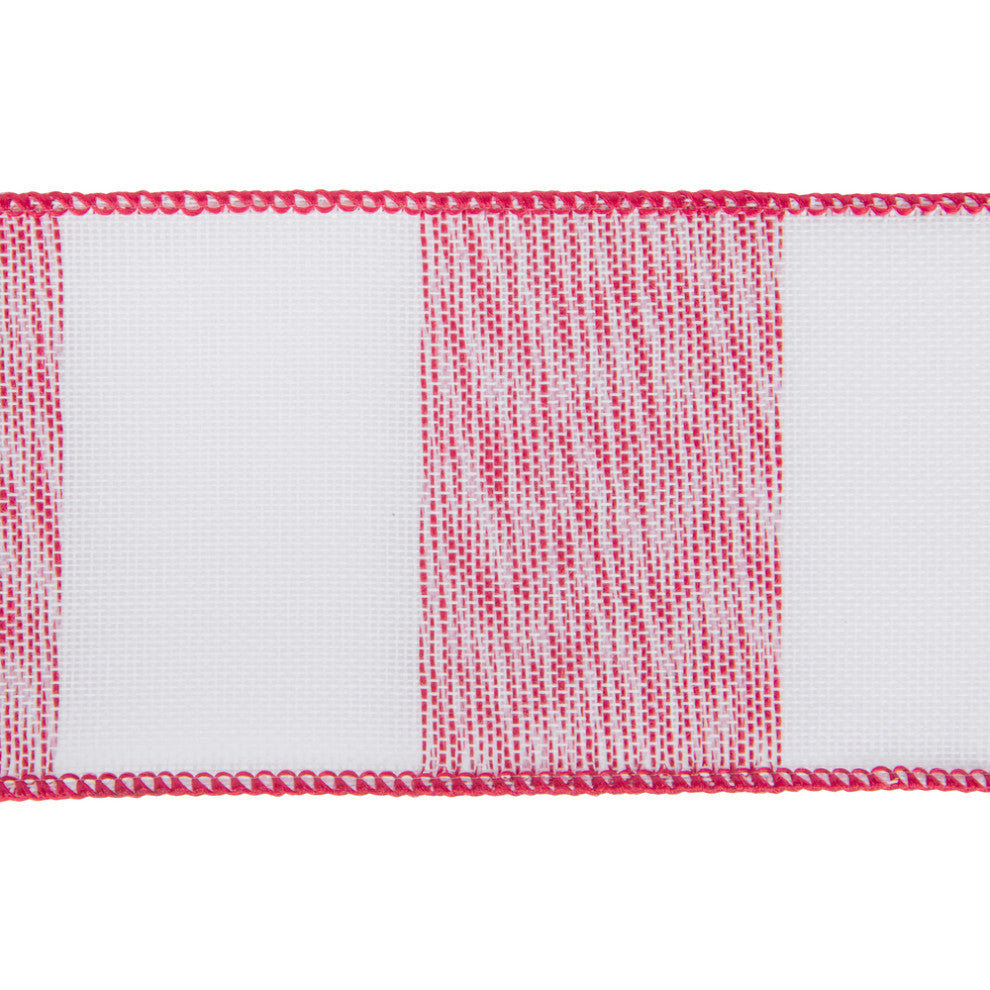Vickerman Q201306 4"X10 Yard Red & White Heather Color Block Christmas Ribbon