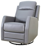 Upholstered Swivel Recliner With Tufted Back, Gray
